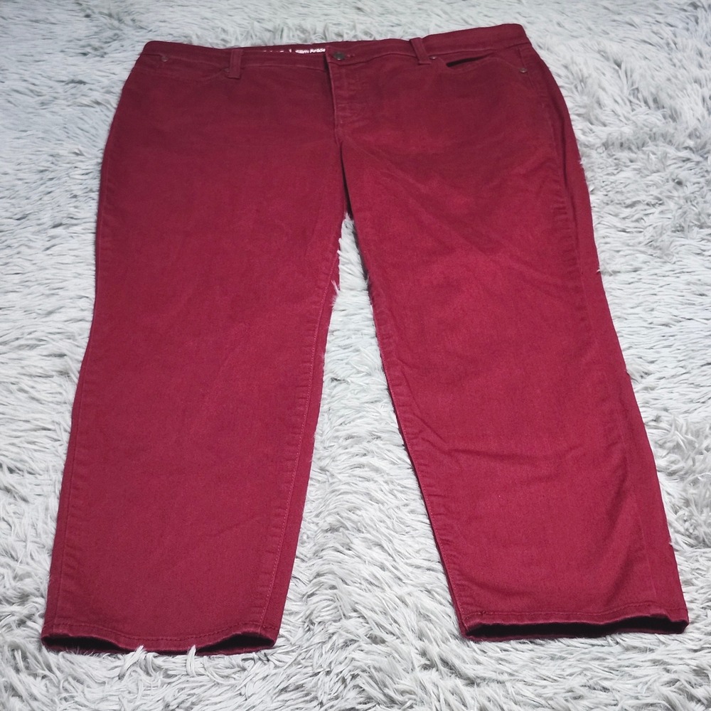 Talbots Flawless Slim Ankle Jeans Womens Size‎ 16P 16 Petite Pants Burgundy Red